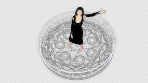 Witch Standing Within A Summoning Circle Cartoon Animation, High Angle Shot Vidéo 345263828