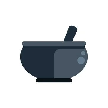 Witch stirring magic potion in a cauldron with bubbling liquid Illustrazione stock