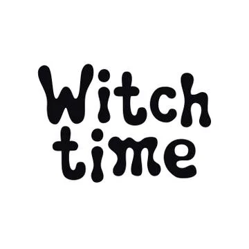 Witch time. Halloween theme. Handdrawn lettering phrase. Design element for Stock Illustration