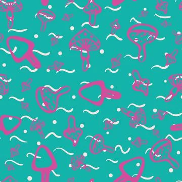 A witch toadstools potion seamless vector pattern Illustrazione stock