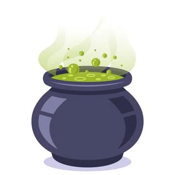 The witch vat of green slurry. magic potion. Stock Illustration