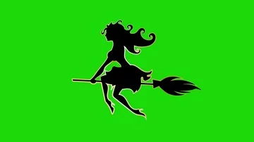 Witch wise woman on broomstick. Version 4 Stock Footage 85952976
