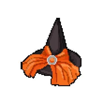 Witch wizard hat pixel art vector illustration Stock Illustration