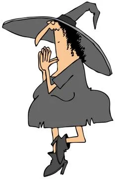 Witch in a yoga pose Stock Illustration