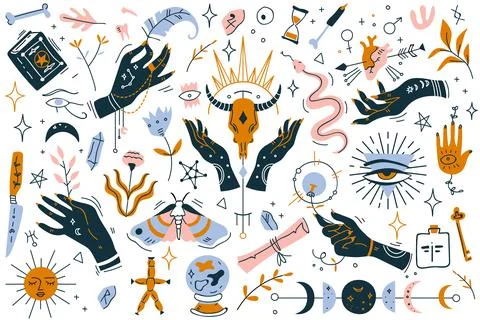 Witchcraft doodle set イラスト素材