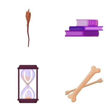 Witchcraft element collection showing magical symbols and items Stock Illustration