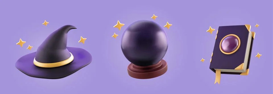 Witchcraft items set isolated on background Stockillustratie