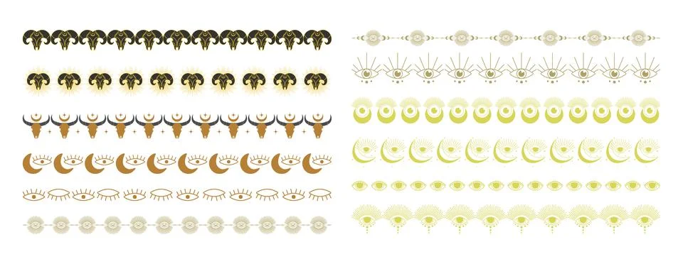 Witchcraft magic elements divider simple tribal collection. Bright Helloween  Stockillustratie