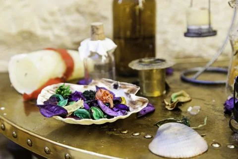 Witchcraft objects to do magic, detail of belief and mystery, fear Foto stock