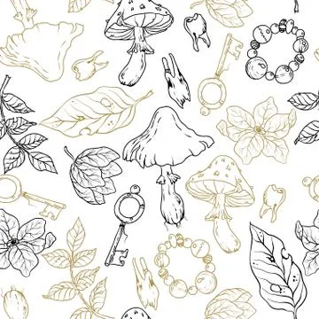 Witchcraft Seamless pattern doodle style in vector illustration Stock-Illustration