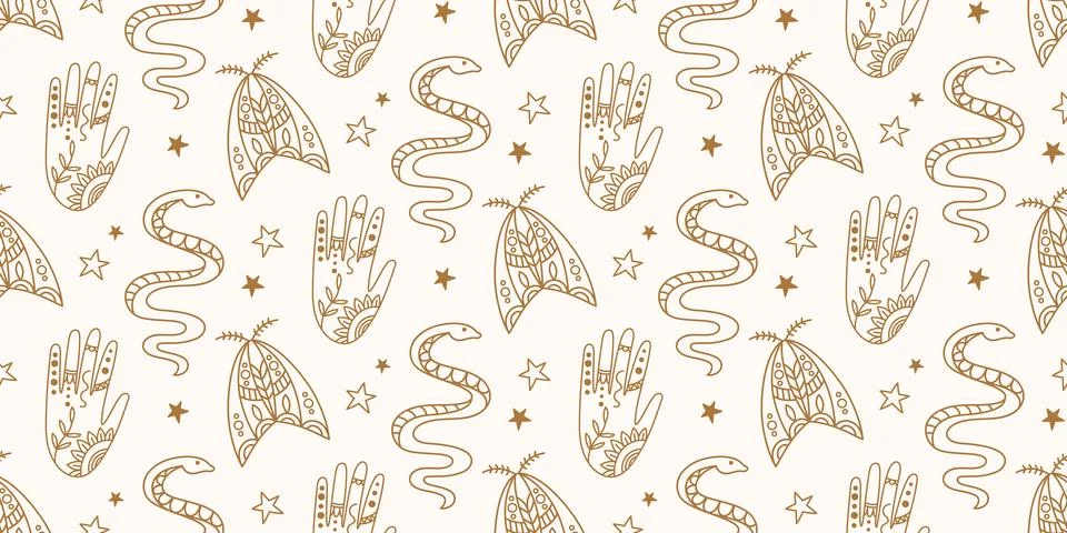 Witchcraft Seamless pattern. Mystical background Stock Illustration