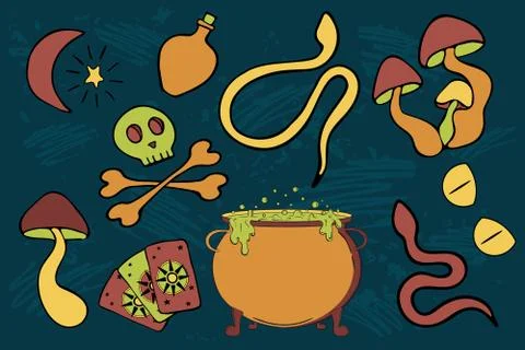 Witchcraft vector sticker pack Stock Illustration