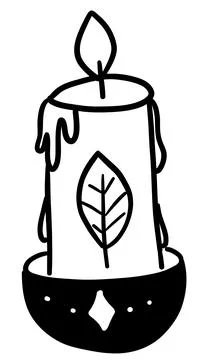 Witchcrft candle.Mystery black and white vector illustration Stock Illustration