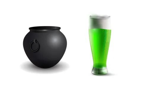Witches cauldron with potion isolated on white background Stock Illustration