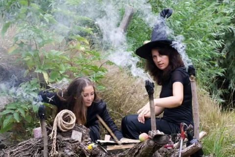 Witches conjure Foto stock