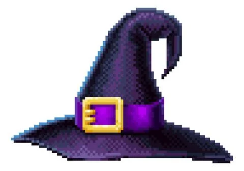 Witches Hat 8 Bit Arcade Video Game Pixel Art Illustrazione stock