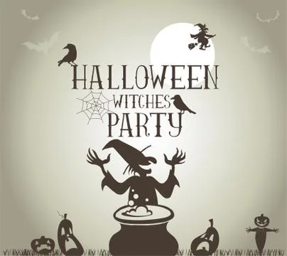 Witches Party Stock Illustration