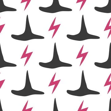 Witches school of magical objects seamless pattern in flat style 스톡 일러스트