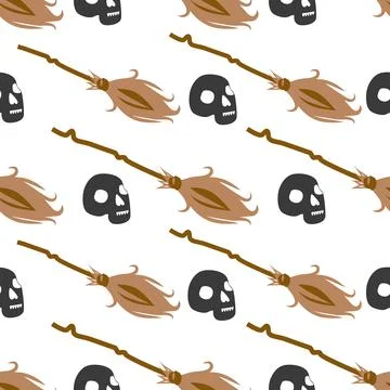 Witches school of magical objects seamless pattern in flat style イラスト素材