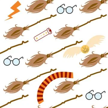 Witches school of magical objects seamless pattern in flat style Illustrazione stock