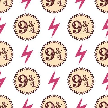 Witches school of magical objects seamless pattern in flat style Stock Illustration