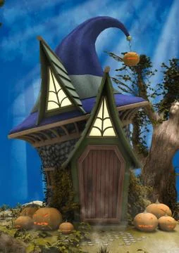 Witches's house with the shape of a hat Stock Illustration