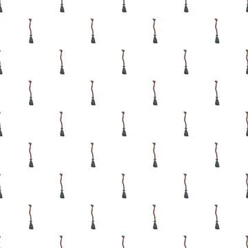 Witch's broom repeating pattern spooky halloween magic background Stock Illustration