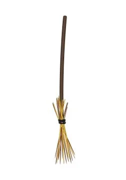 Witch's broom on a white background with shadow. Halloween illustration. Stock Illustration