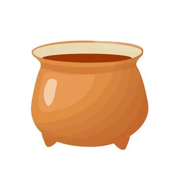 A witch's cauldron with a potion. A leprechaun pot, cast iron porridge dishes. Stock Illustration