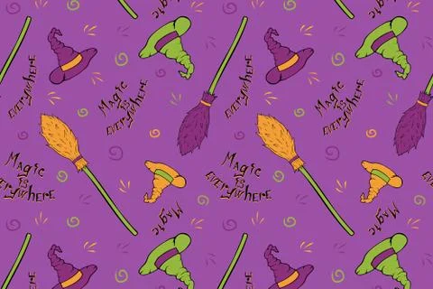 Witch's equipment seamless pattern Stock Illustration