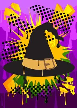 Witch's Hat Graffiti tag. Abstract modern street art decoration performed i.. Иллюстрация