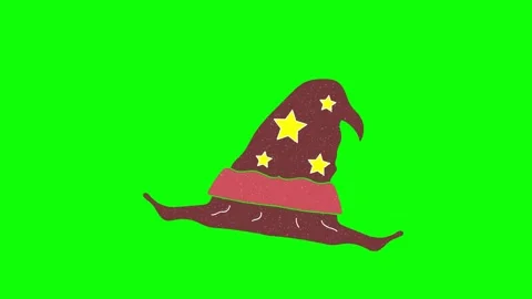 Witchs hat hand drawn animation green screen. explanatory icons for video edi Video stock 131150219