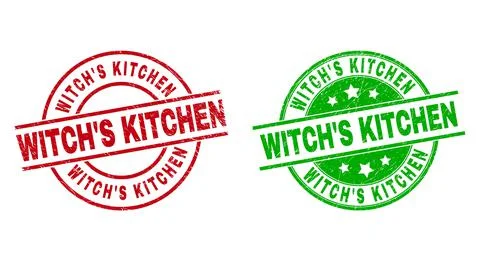 WITCH'S KITCHEN Round Stamp Seals with Rubber Surface Stock Illustration