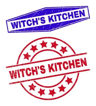 WITCH'S KITCHEN Unclean Seals in Circle and Hexagonal Forms Illustrazione stock