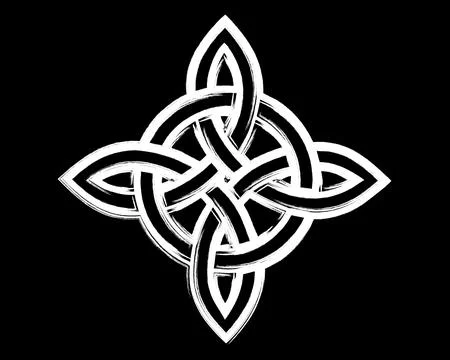 The Witch's Knot, Wicca symbol, Power of four elements, paint brush stroke style Stockillustratie