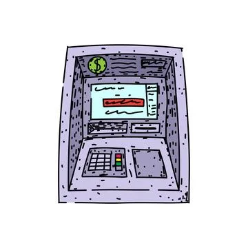 Withdraw atm machine sketch hand drawn vector Stock Illustration