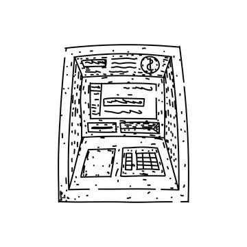 Withdraw atm machine sketch hand drawn vector Stock Illustration