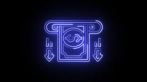 Withdraw Isolated on Black Background Neon Money Transaction Animation Stock Footage 329117466