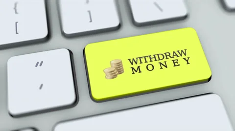 Withdraw Money button on computer keyboard. Key is pressed, click for HD Stock Footage 35647331