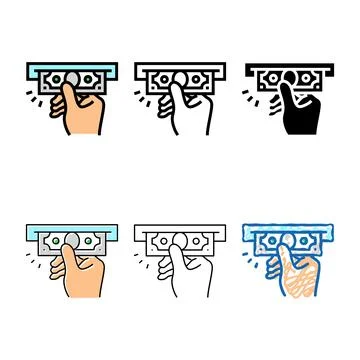 Withdraw set color icon vector Stock Illustration