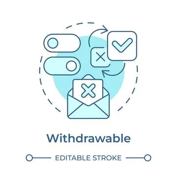 Withdrawable soft blue concept icon Stock Illustration