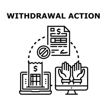 Withdrawal action concept with online notification and denied request Stock Illustration