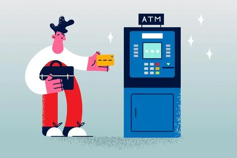 Withdrawal cash money in atm concept Stock Illustration