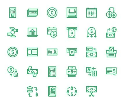 Withdrawal Complete Vector Package with 28 High Resolution Bold Line Detail.. Stock Illustration