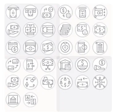 Withdrawal Comprehensive Vector Bundle with 32 Grid Fitted Thin Line High R.. 스톡 일러스트
