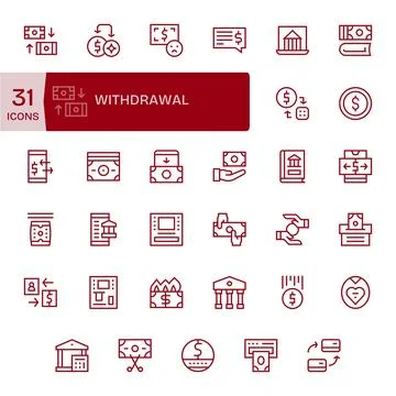 Withdrawal Premium Vector Bundle with 35 256x256 Editable Regular Line Icons Stock Illustration