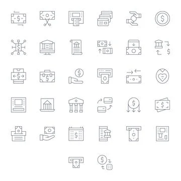Withdrawal Vector Icon Arsenal with 32 Retina Ready Thin Line PIXEL Perfect.. Stock Illustration