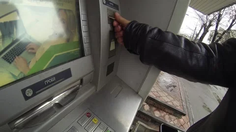 Withdrawals from ATM Stock Footage 57476590