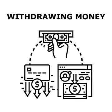 Withdrawing money from various financial sources concept Stock Illustration