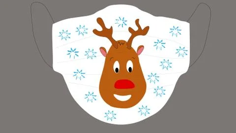 Withe christmas mask with a deer in pandemic Stock Illustration